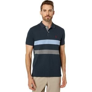 U.S. Polo Assn. Men's XL Blue Slim Fit Striped Chest Knit Polo Shirt Preppy L3-6